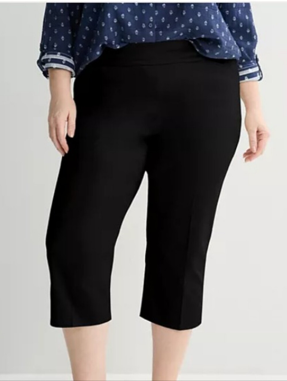croft & barrow Black Cropped Pull-On Mide Rise Capri Pants Size 16w Nwt